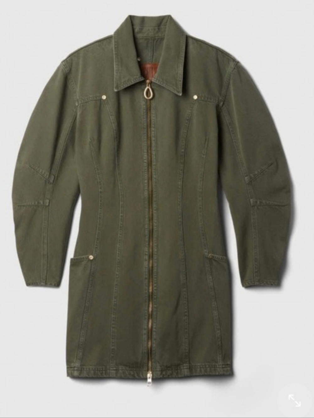Cult Gaia X Gap Barrell Sleeve Denim Mini Dress In Olive Night